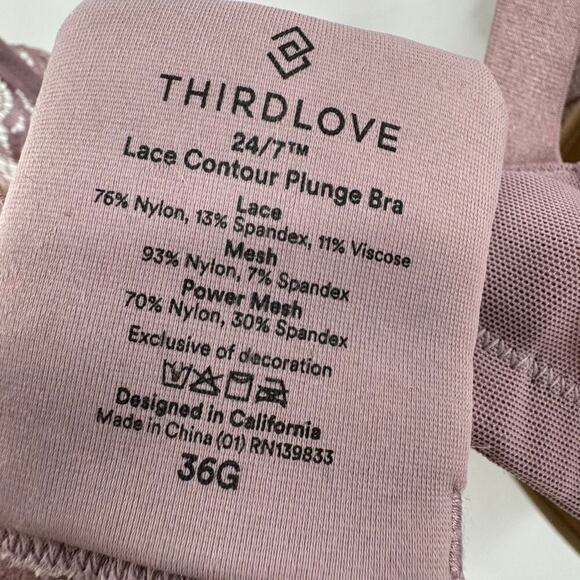 Thirdlove 24/7 Lace Contour Plunge Bra Sz 36G Purple Tan - Picture 6 of 6